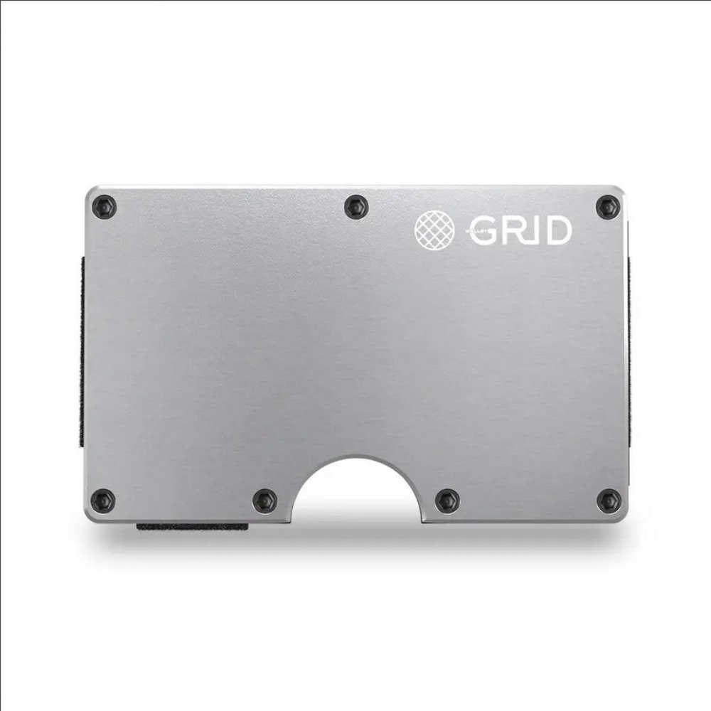 Grid Wallet // Silver Aluminum Minimalist RFID Blocker Slim Profile